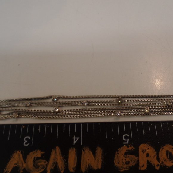 Vintage Silvertone Multi Strand Bracelet W Bling & Safety Clasp - Picture 8 of 9